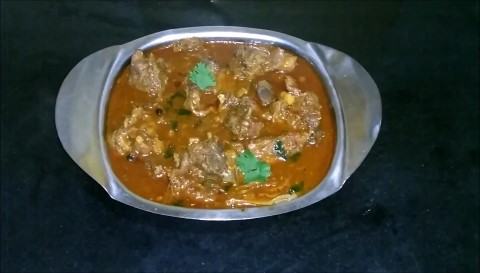 Serving Rajasthani Mutton Curry Laal Maas